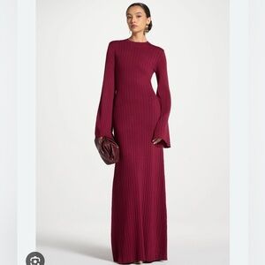 NWT | Veiled Collection Ribbed Long Sleeve Maxi Dress in Fig